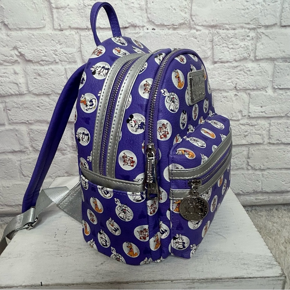 Loungefly Disney 100 Purple Mini Backpack with Character Print - Picture 7 of 16